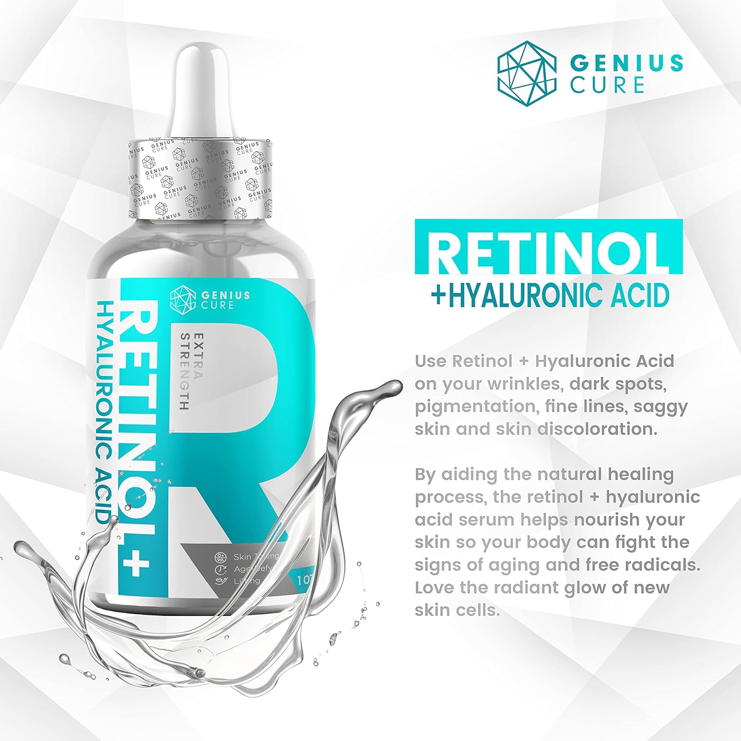 Retinol & Hyaluronic Acid Serum Anti Aging & Anti Wrinkle Serum, Boost Collagen Production and Effectively Reduce Wrinkles For Face & Eyes 1fl oz: Beauty