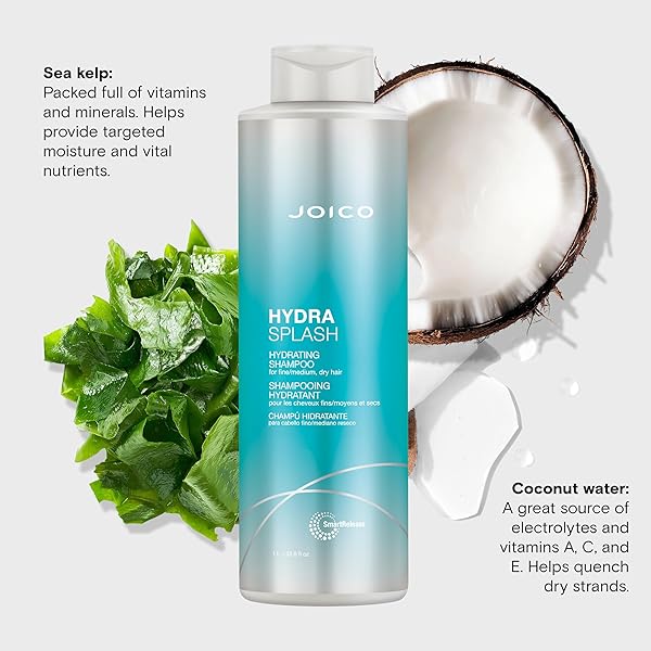 JOICO HYDRASPLASH HYDRATING SHAMPOO | FOR FINE, MEDIUM, DRY HAIR | REPLENISH MOISTURE | ADD HYDRATION & SOFTNESS | WITH SEA KELP & COCONUT WATER | 33.8 FL OZ