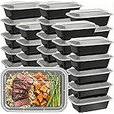 50 Pack (100-Piece) - 24oz Meal Prep Containers Salad & Snack Storage for Lunch | BPA Free & Leakproof Food Containers | To Go Take Out Plastic Bento Box | Microwave, Freezer, Dishwasher Safe