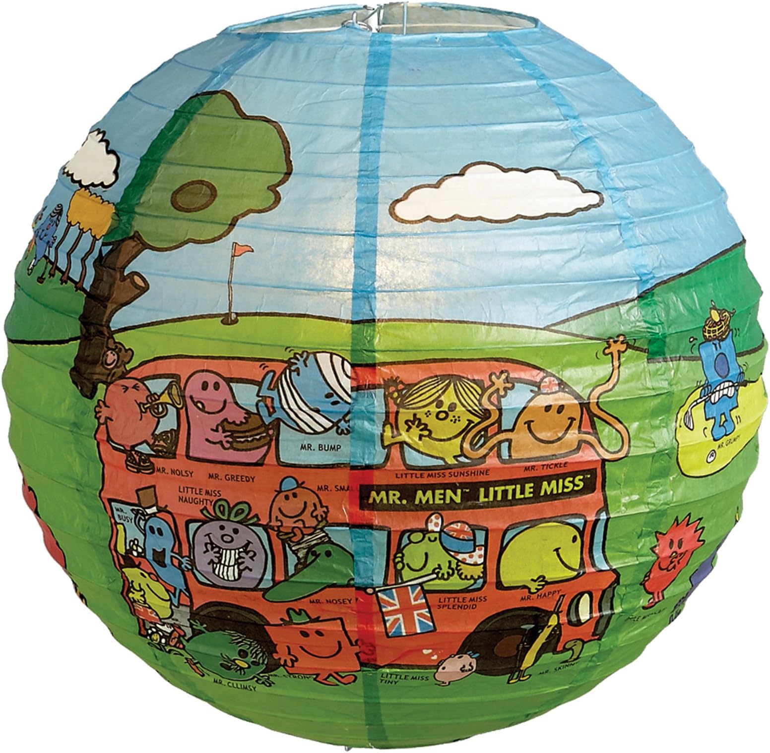 6904-35cm Mr Men Bus And Golf Scene Paper Lantern Ceiling Pendant Shade.