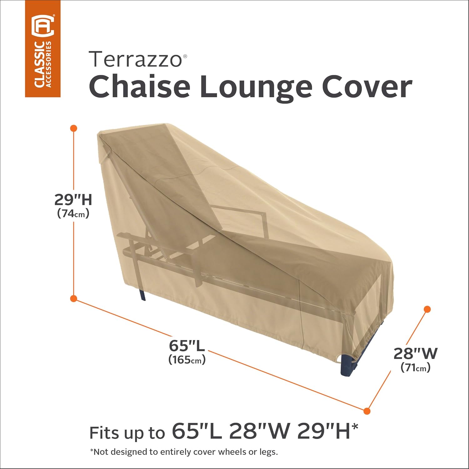 Classic Accessories Terrazzo Water-Resistant 65 Inch Patio Chaise Lounge Chair Cover : Patio Chaise Lounge Covers : Garden & Outdoor