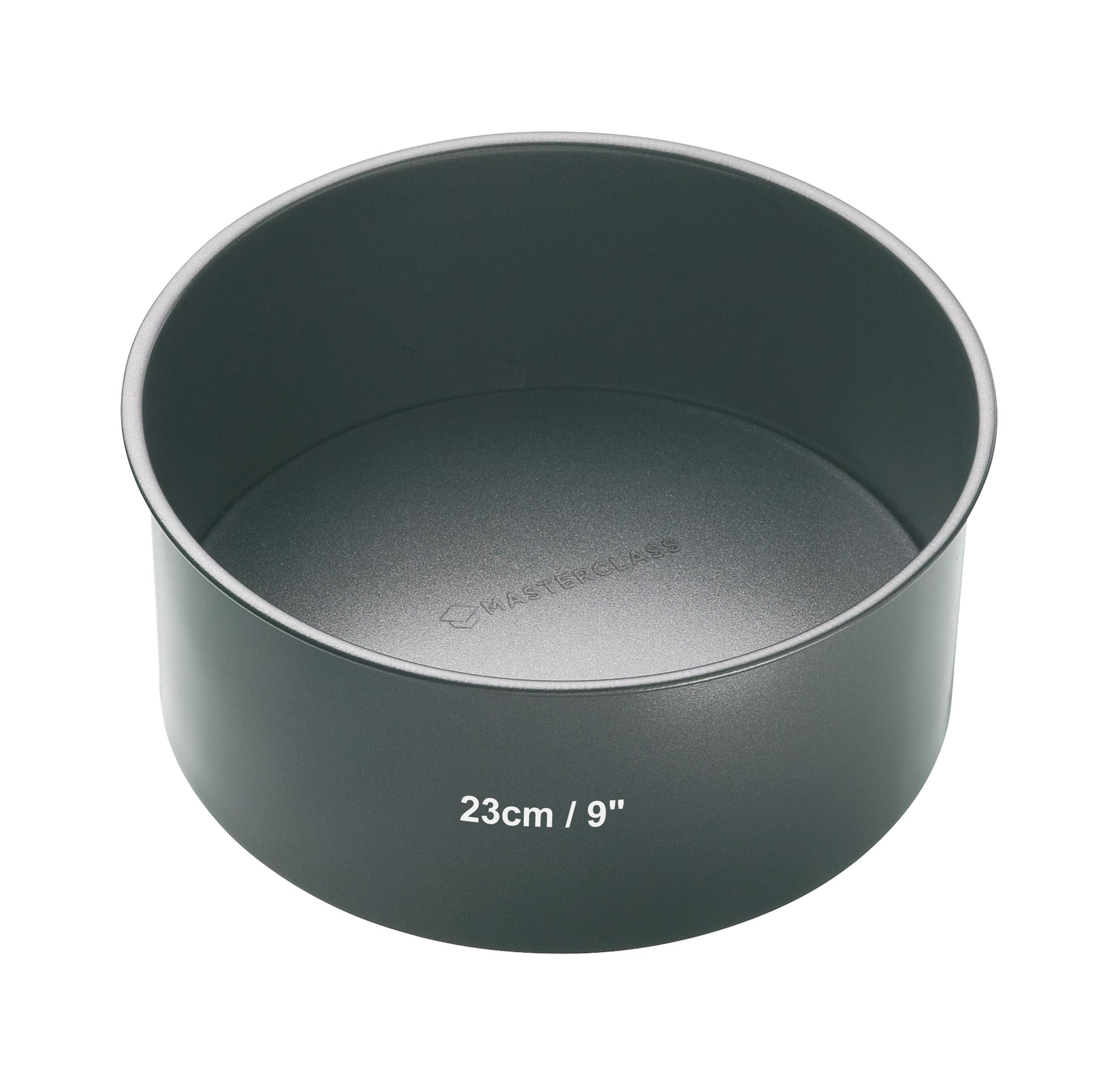 MasterClass Deep Cake Tin with PTFE, PFOA and BPA Free Non Stick and Loose Bottom, 1 mm Carbon Steel, 23 cm/9 Inch Round Pan , Grey