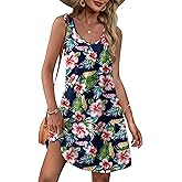 OFEEFAN Womens Summer Dresses 2026 V Neck Sleeveless Sundresses with Pockets Beach Vacation Clothes Floral/Plain