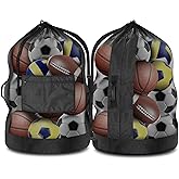 BROTOU 40" x 30" Extra Large Sports Ball Bag, Upgrade Thicken Ball Bags for Coaches, Adjustable Shoulder Strap and Hanging Ears with Handle, Mesh Bag for Basketball, Volleyball, Swimming Gear