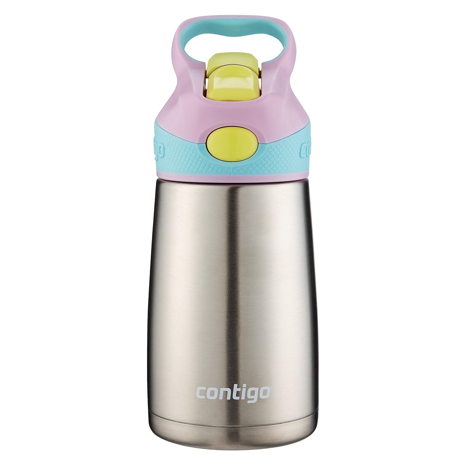 Contigo AUTOSPOUT Straw Striker Chill Stainless Steel Kids Water Bottle, 10 oz, Thistle