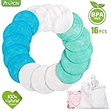 Reusable Cotton Pads Face Eye Makeup Remover Toner Pads with Laundry Bag, 16 Pac