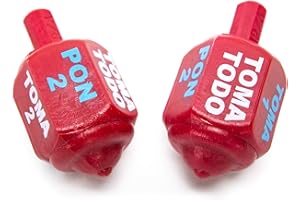 MEXART (5 Pack) Classic Mexican Pirinola Toma Todo Solid Plastic Peace 5 Red Color Pack/Pirinola de Plastico Solida