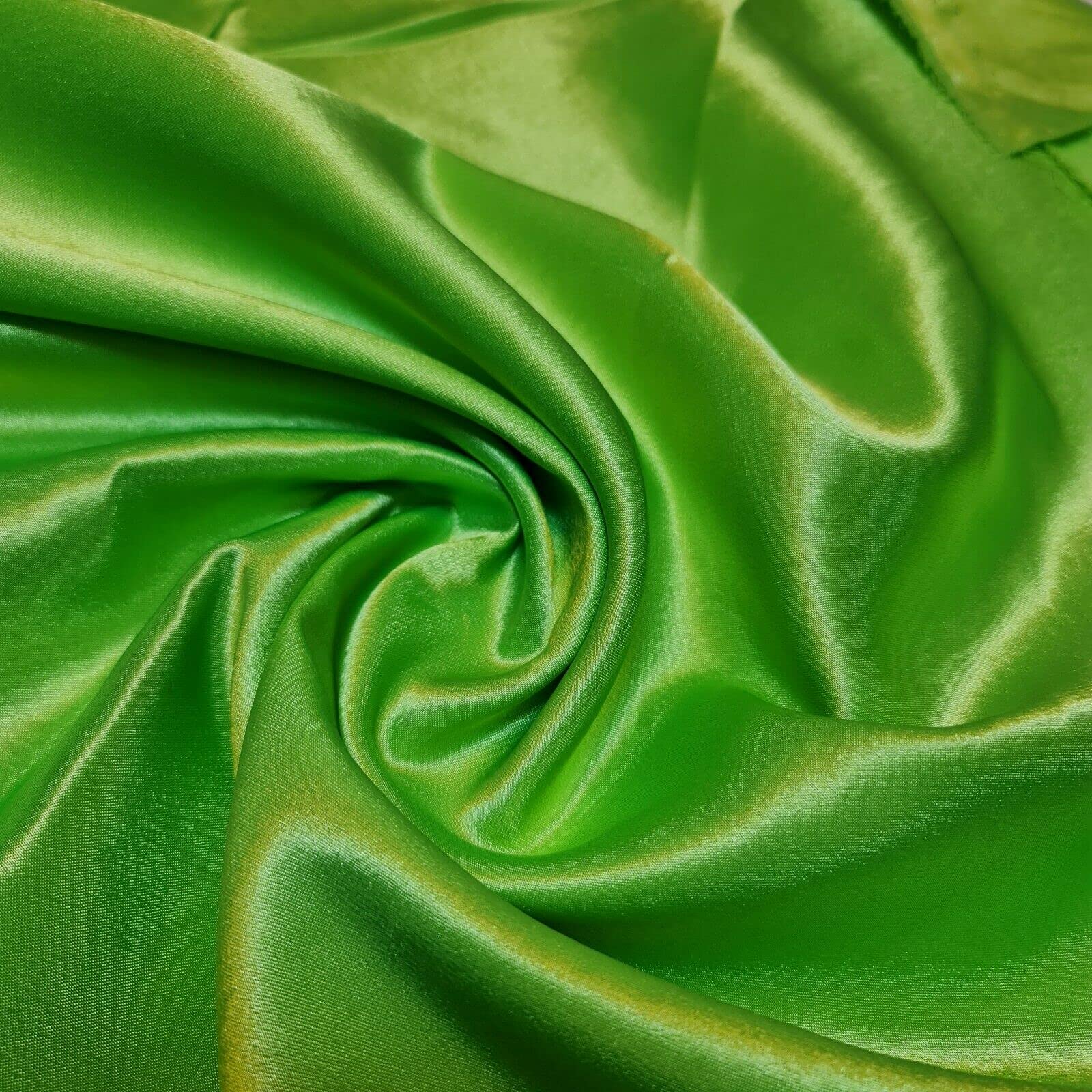 EP 100% Polyester/Poly Silk Silky Satin Fabric, Dressmaking, Wedding, Prom - Dress Craft Fabric Material 58" - 150 cm Wide Sold in Pre - Cut Lengths (8 Meter, Lime)