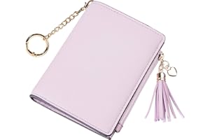 Gostwo Small Wallet for Women Leather Bifold Women Wallets with Tassel [Rfid Blocking] [Zippered Coin Pocket] Cute Wallets for Girls Purple