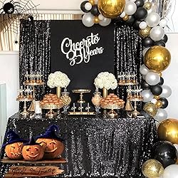 Blxsif Black Sequin Backdrop Curtains - 4 Panels