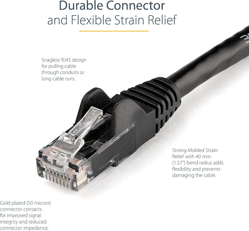 .com 2m Cat6 Snagless Gigabit UTP Netzwerkkabel - Cat 6 RJ45 Netzwerkkabel mit Knickschutz - Schwarz