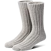 Tough Land 97% Merino Wool Crew Socks for Men & Women 2 Pairs – Classic Rib, Thick Wool Socks for Hiking, Work, Ski