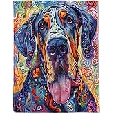 ainori Great Dane Fleece Blanket - Lightweight Soft Cozy Gifts Throw for Dog Lovers,Kids,Women,Men,Colorful Puppy Portrait Blankets,Home Room Modern Artistic Decor 50x60in