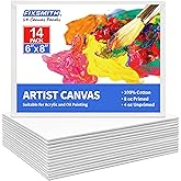 FIXSMITH Canvas Boards for Painting 6x8 Inch, Super Value 14 Pack Paint Canvases, White Blank Canvas Panels, 100% Cotton Primed Canvas Boards for Painting Art Supplies