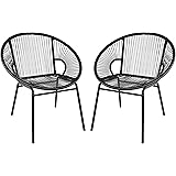 Amazon Basics Outdoor All Weather PE Wicker Club Chair with Steel Frame - 2 Pack, Black