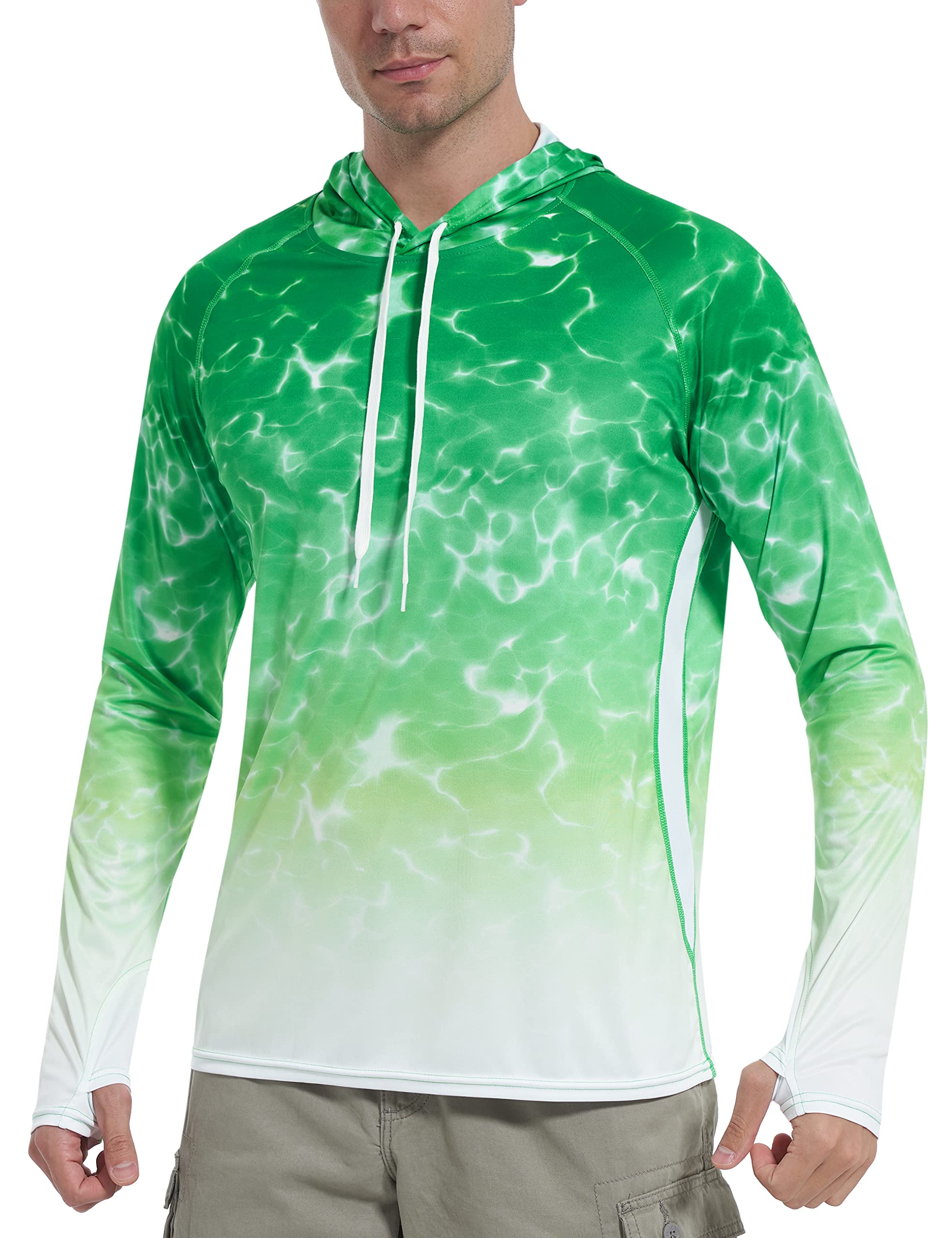 Roadbox Men's Performance Fishing Hoodie, UPF 50+ UV Sun Protection Rash Guard, Outdoor Long Sleeve Water Hiking Swim Shirts