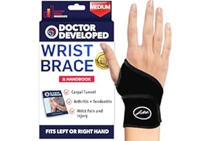 DR. ARTHRITIS Doctor Developed Wrist Brace, Wrist Wraps for Carpal Tunnel Arthritis, Tendonitis, Hand Support, Ideal for Fitness, Weightlifting - Handbook Included (Wrist Brace 1 Pack)