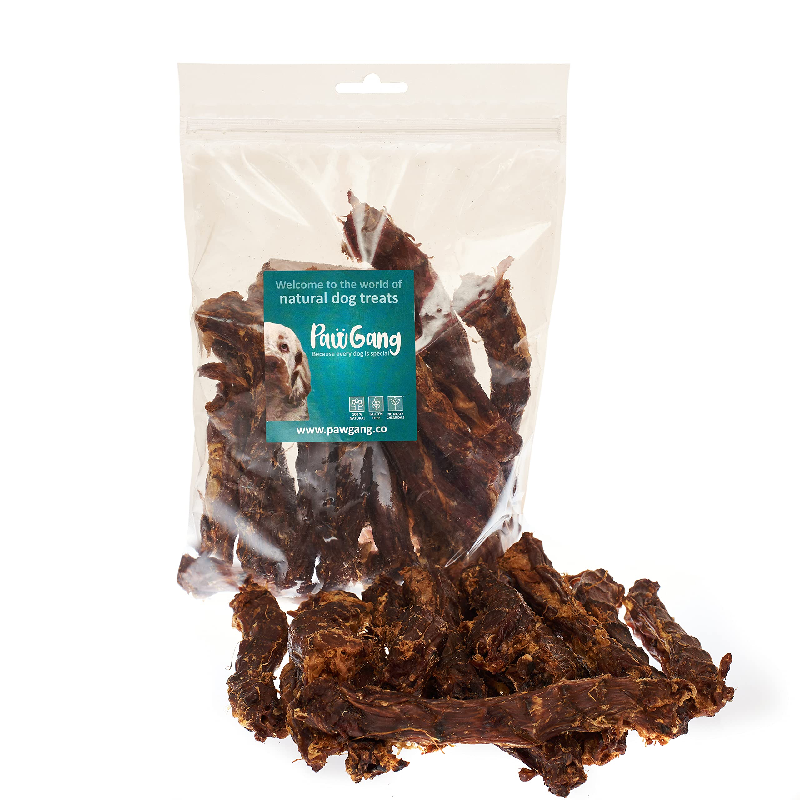 PawGang - Duck Neck 500g - 100% Natural Treats for Dogs Puppies Young Adult Old Small and Large Dog - Tasty Air Dried Chews Snacks - Healthy Hypoallergenic - Low Fat Grain Free - BARF Raw — image 1