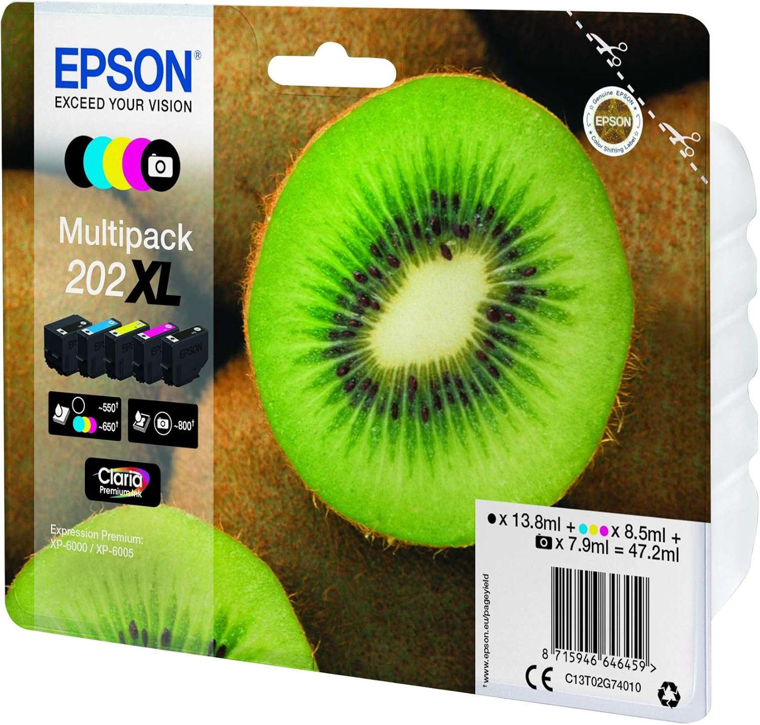 Epson C13T02G74020 Multi-pack XL Original Inkjet Cartridges - Multi-pack (Black, Yellow, Magenta, Cyan) (Pack of 5) - Image 4
