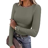 ANRABESS Women Long Sleeve Shirts Ribbed Fitted Tops | Slim Basic Tee,2026 Fall Outfits,Lightweight Knit T-Shirt,Soft Underscrub,Winter Layer Clothing,Casual Work &amp; Everyday Wear