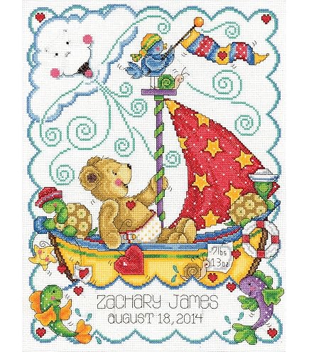 DIY Design Works Baby Blocks Birth Record Gift Counted Cross