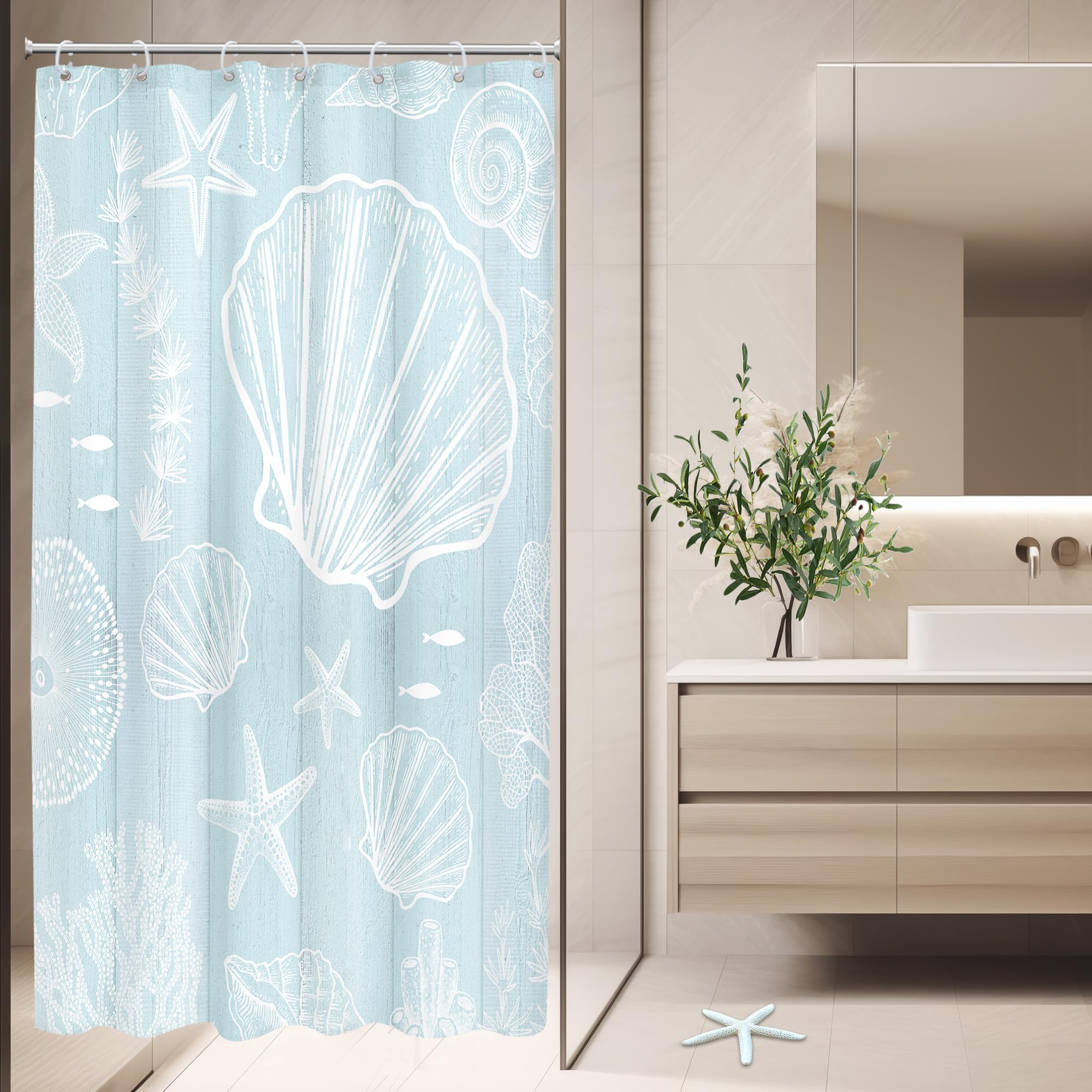 AMBZEK Vintage Bee Shower Curtain 60Wx72L Inch Primitive Wild Flower Floral Country Antique French Garden Queen Rustic Nature Beige Artwork Cloth Fabric Bathroom Decor Set with 12 Plastic Hooks