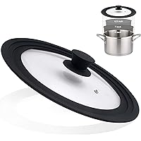 Universal Lid for Pots, Pans and Skillets - Tempered Glass with Heat Resistant Silicone Rim, Fits 6.3", 7" and 7.9…