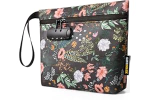 SafeDelux Lock Travel Pouch with Combination Lock & Activated Carbon—Waterproof Zipper, Carbon Lined for Home Storage & Gifts (Green)