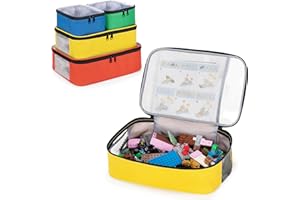 Rexmica 4-piece Toy Storage Organizer Bag, Travel Organizer Case for Building Blocks, Dolls, Crafts, Magnetic Building Tiles, Blocks Toy Storage Bag with Visible Top
