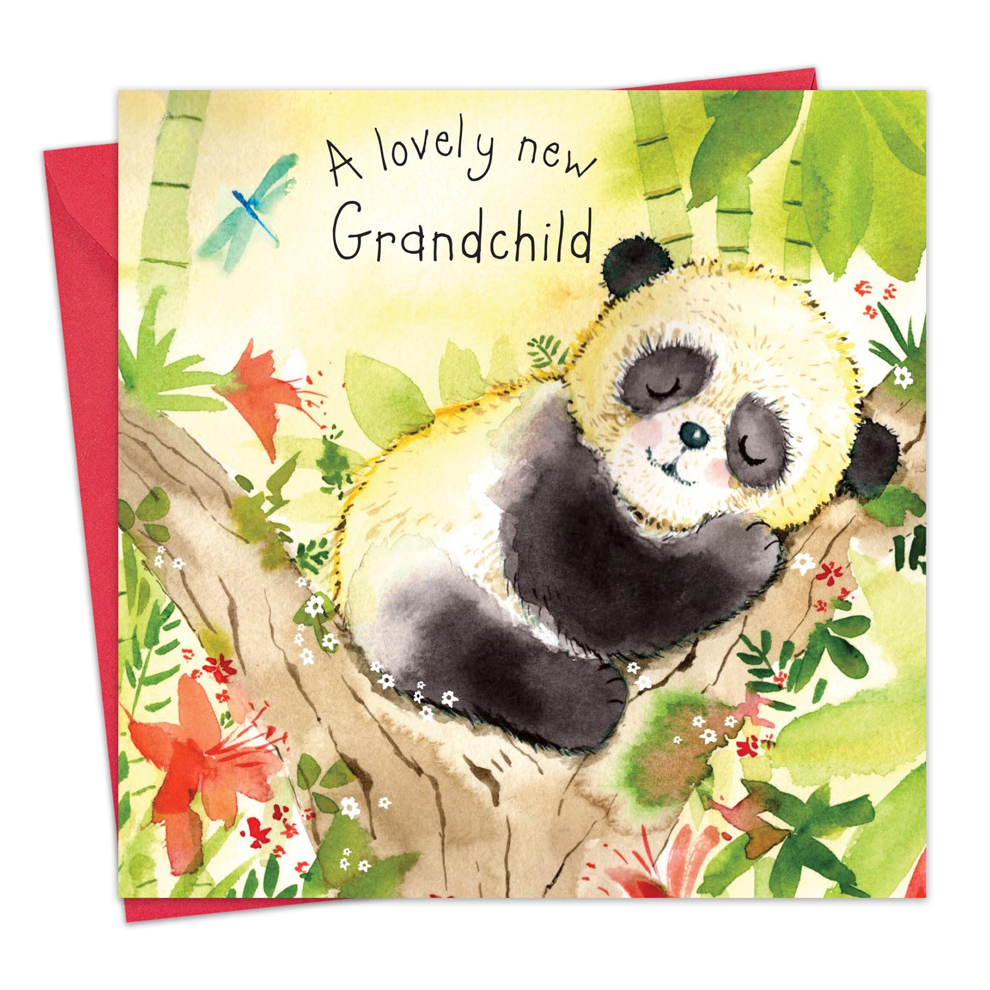 Twizler New Grandchild Card with Baby Panda - New Baby Card - Congratulations Card - New Granddaughter Card - New Grandson Card - New Grandparents Cards - New Grandchild Gifts