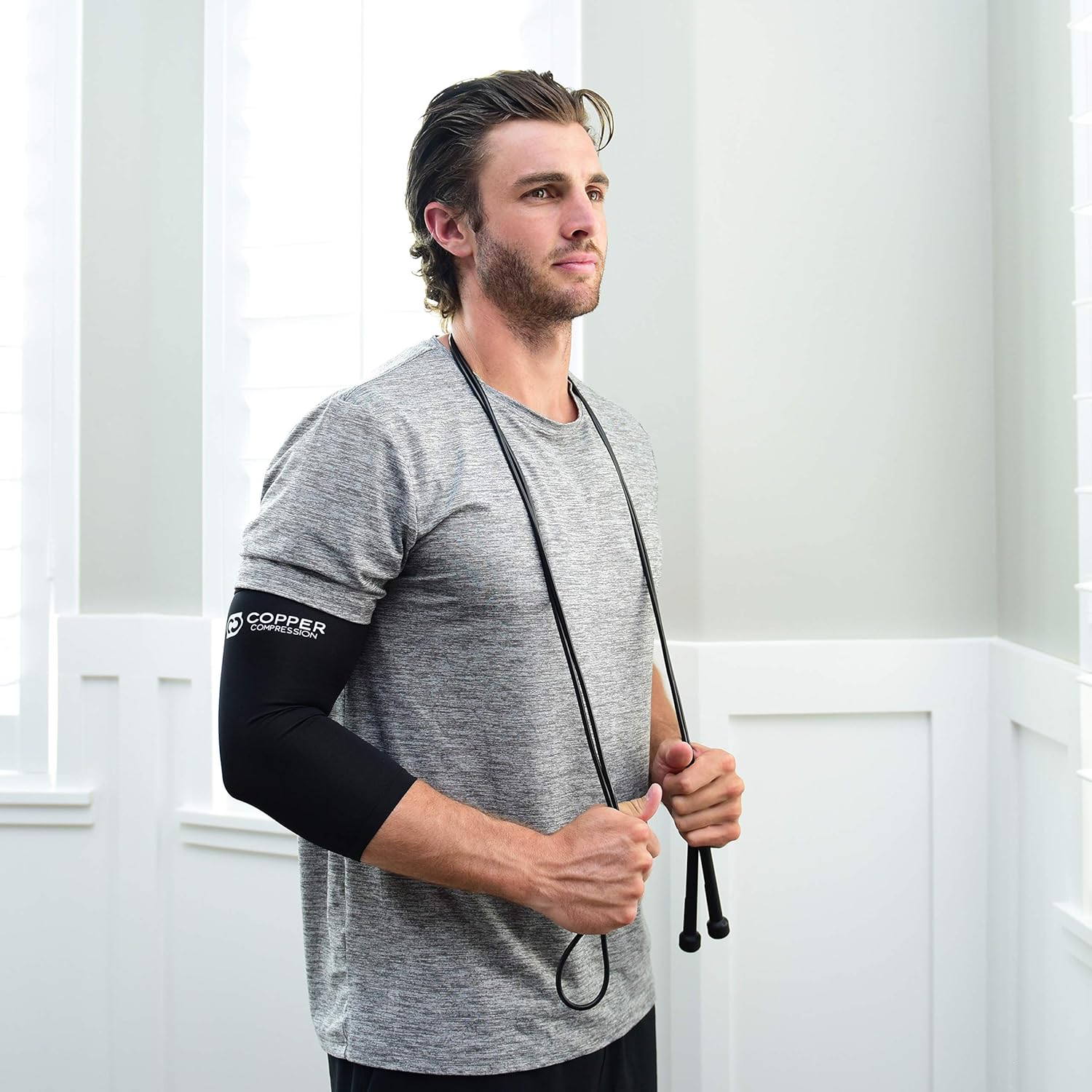 Copper Compression Recovery Elbow Sleeve - Guaranteed Highest Copper Content Elbow Brace for Tendonitis, Golfers or Tennis Elbow, Arthritis. Elbow Support Arm Sleeves Fit for Men and Women (Large): Health & Personal Care