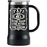 Onebttl Papi Gifts Stainless Steel Beer Stein Tumbler, 24oz Beer Mug with Lid for Father's Day, Christmas - Man Myth Legend
