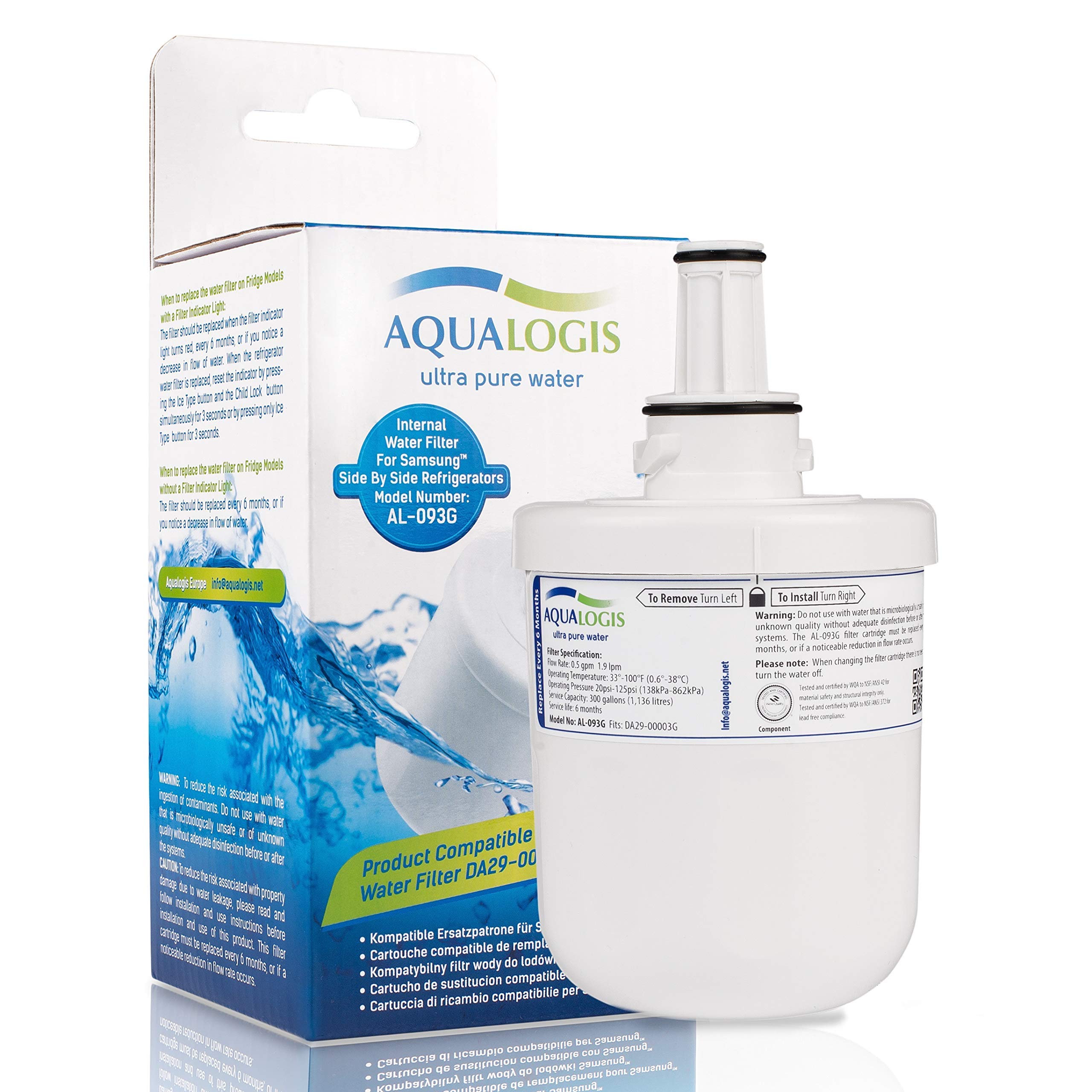 AL-093G Compatible Fridge Water Filter for Samsung Aqua Pure Plus DA29-00003G, HAFIN2 EXP