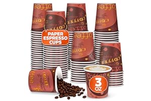 200-Pack 3 oz Espresso Cups Disposable – Sturdy Paper Coffee Cups for Hot Drinks | Compact and Durable for Coffee, Tea, and M