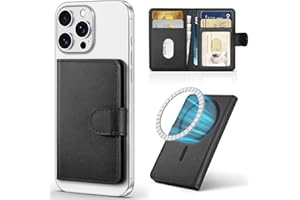 SHIELDON Genuine Leather Magnetic Card Wallet - RFID Blocking, 6 Card Slots, Slim Front Pocket Wallet Compatible with iPhone 