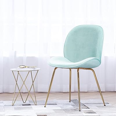 Art Leon Vanity Chair, Modern Velvet Dining Chair with Gold Legs