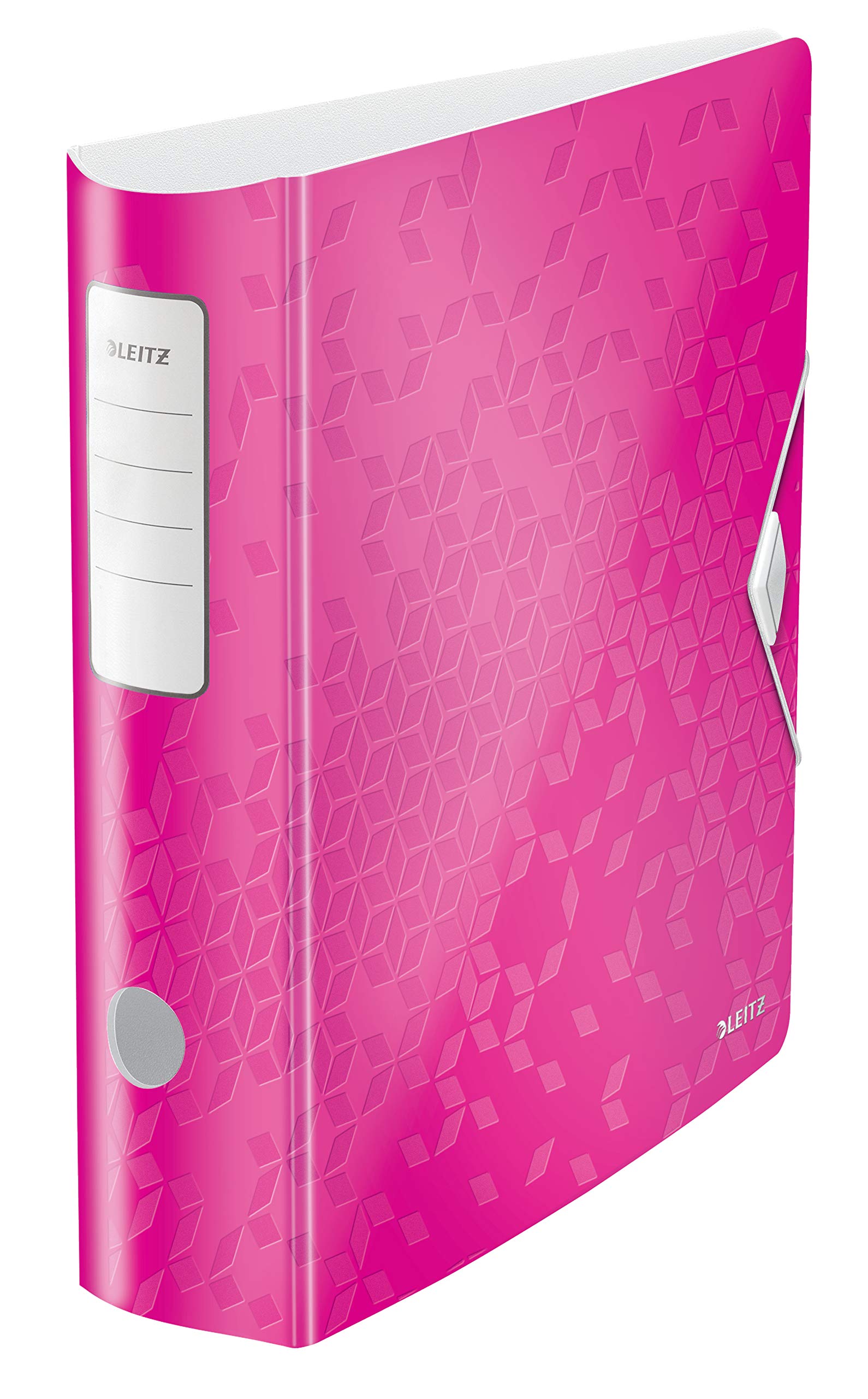 Leitz Lever Arch File, Metallic pink, A4, Curved spine 75mm width, Elastic fastening, Light polyfoam, WOW Range, 11060023