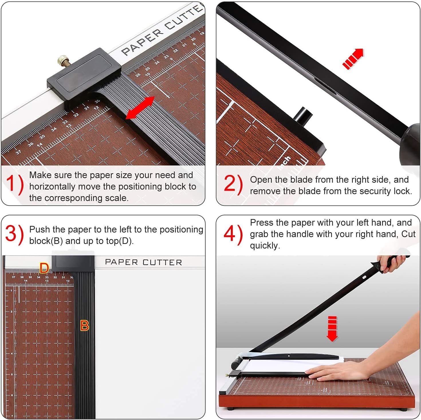 A2-B7 Paper Trimmer Paper Cutter Heavy Duty Trimmer Gridded Paper Photo Guillotine Craft Machine 18 inch Cut Length 12 Sheets Capacity for Office Home Use : Office Products