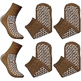 Sandhill Tools Double Tread Non-Skid Safety Socks X-Large, Beige – Non Slip Grip Hospital Socks for Men & Women – Skid Resistant Comfort Slipper Socks (6 Pairs)