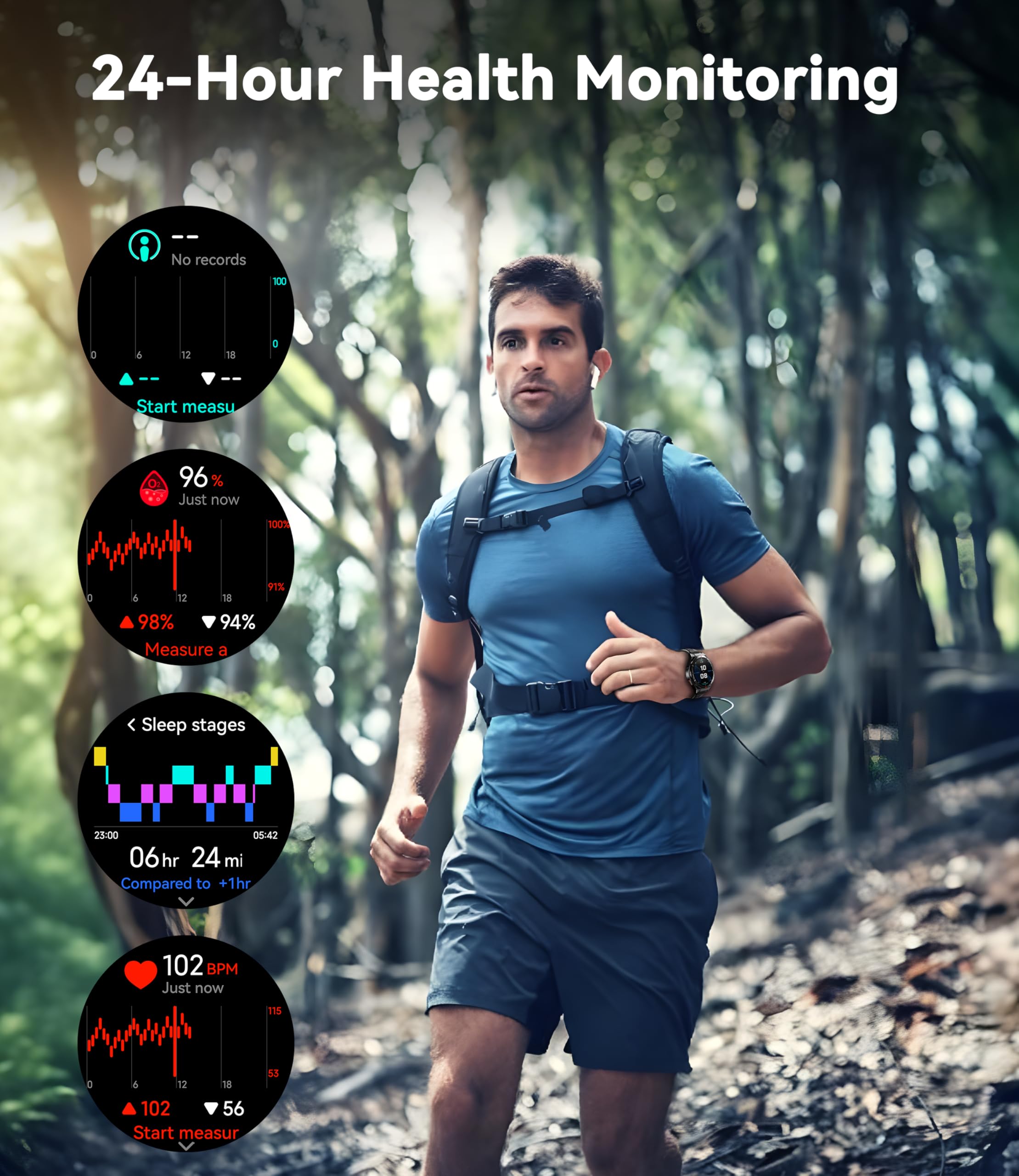 OUKITEL BT12 Military Smart Watch for Men GPS (Answer/Make Calls) 480mAh Smartwatch 5ATM Waterproof, 1.43