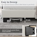 Yaheetech Double Bed Frame Upholstered Platform Bed Beige 4ft6 Wing Headboard view 8