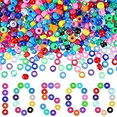 Jexine 10500 Pcs Pony Beads Bulk Plastic Beads for Bracelet Making Hair Braids DIY Necklace Jewelry Making Projects(Round,Mixed Color)