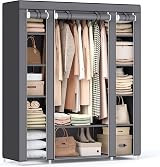 SONGMICS Fabric Wardrobe Portable Closet with 12 Compartments Grey LSF03G view 1
