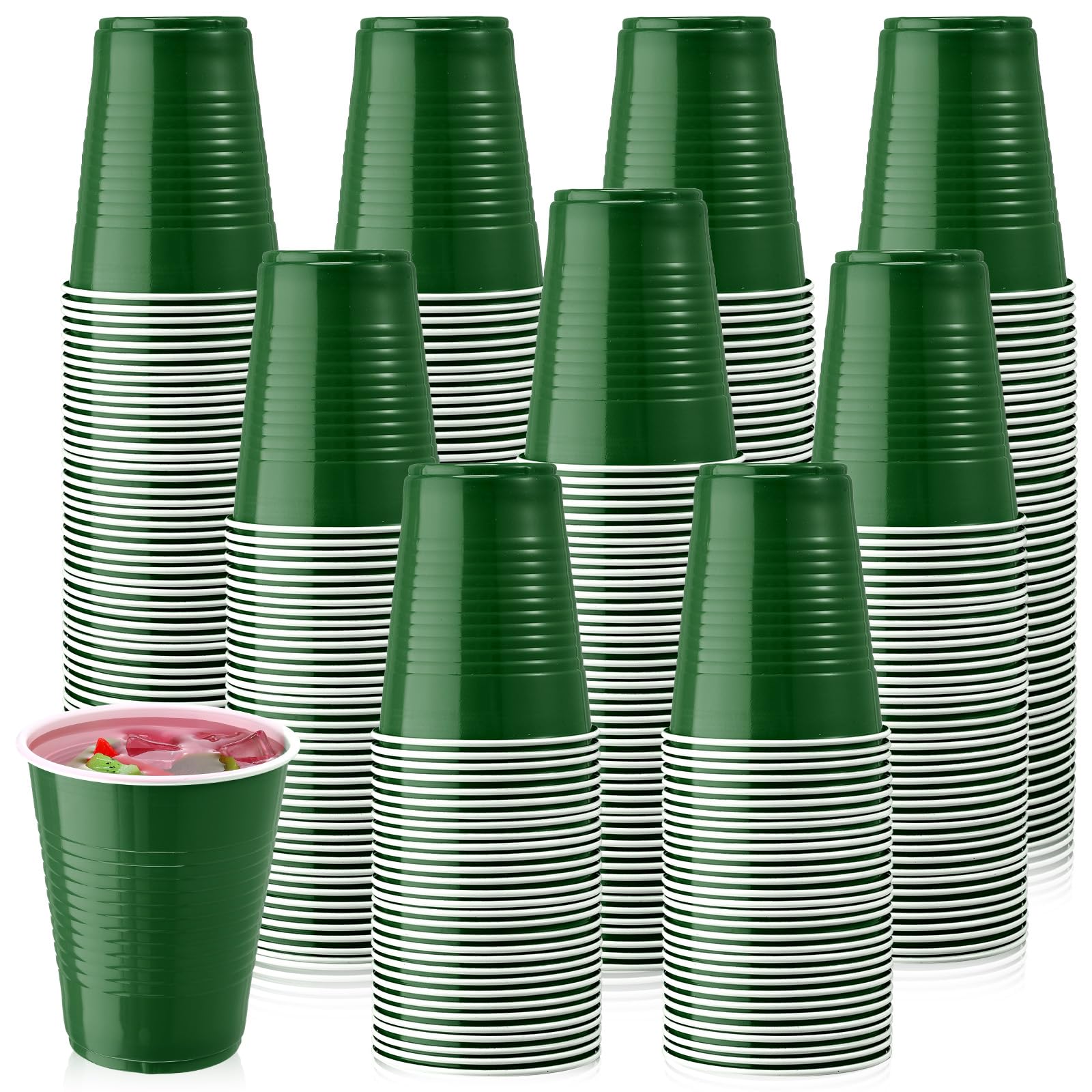 Photo 1 of Zopeal 200 Pcs Plastic Cup Bulk 18 oz Disposable Tumblers Wedding Hard Plastic Party Wine Cups Fancy Beverage Drinking Soda Cocktail Glasses for Wedding Birthday Christmas(Green)