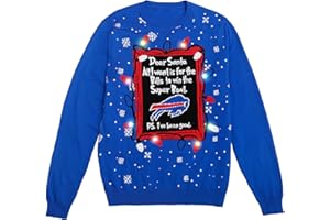 FOCO NFL Mens NFL Team Logo Light Up Dear Santa Holiday Ugly Sweater