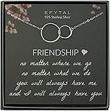 EFYTAL Best Friend Gifts Necklace, Sterling Silver Interlocking Circles, Bridesmaid Gift, Friendship Jewelry