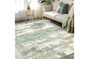 BEIMO Area Rugs 5x7 for Living Room Bedroom, Modern Abstract Machine Washable Large Light Green Rug Soft Rug, Low Pile Floor Carpet with Non Slip Backing for Dining Room