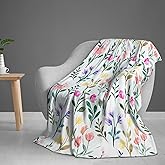 AMORVITA Floral Throw Blanket for Couch Bed Sofa Chair Living Room, Spring Blanket Flannel Fleece Soft Cozy Lightweight Breathable Fluffy Durable Gifts for Men Women Girls Boys, Flower 50 x 60 Inch