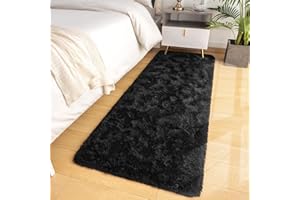 LOCHAS Ultra Soft Indoor Modern Area Rugs Fluffy Living Room Carpets for Children Bedroom Home Decor Nursery Rug 2x4 Feet, Black