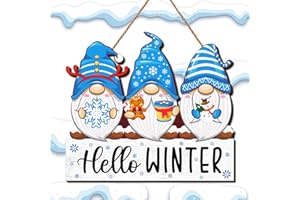 YLOLUL Christmas Winter Welcome Door Sign Decor Gnomes Winter Chrismtas Hanging Sign Christmas Wooden Signs Decorative Wall Plaque Rustic Front Door Yard Farmhouse Home Winter Harvest Decorations